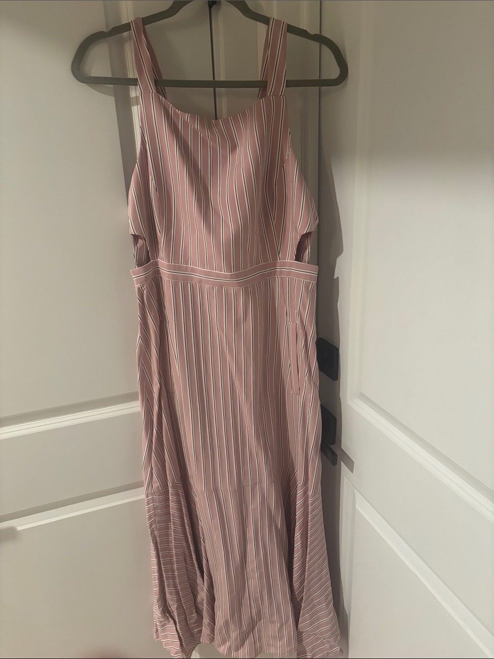Tibi Pink and White Striped Sleeveless Maxi Dress